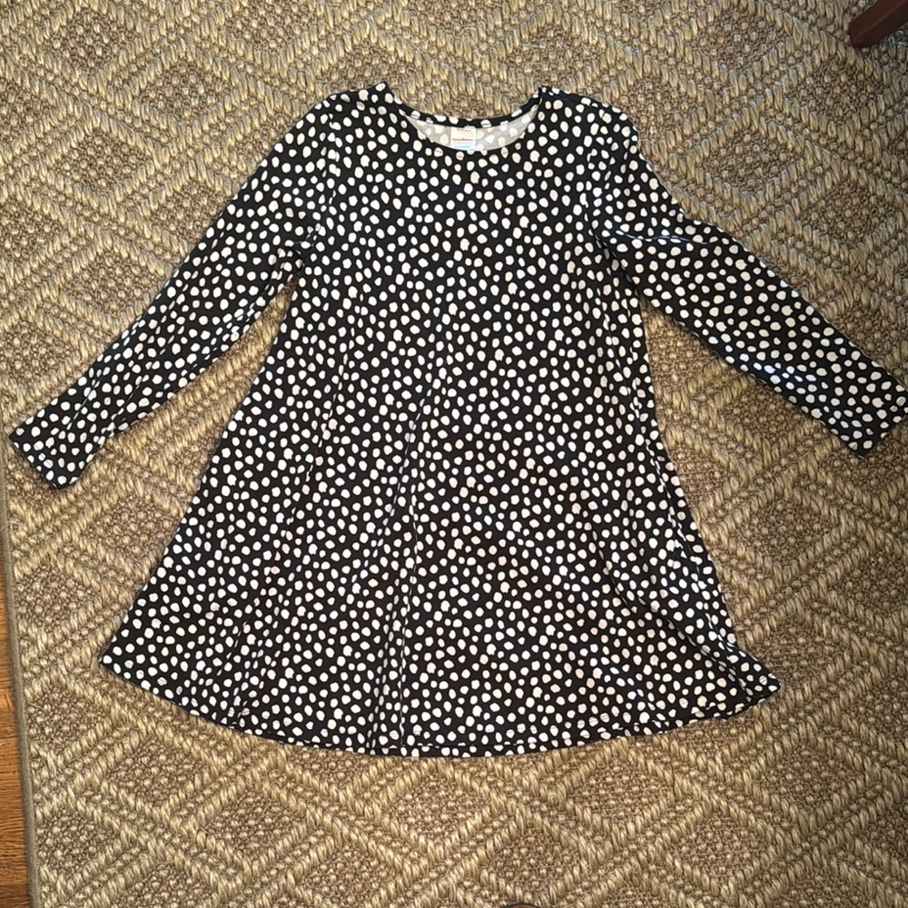 Hanna Andersson Black and White A-line Long Sleeve Dress